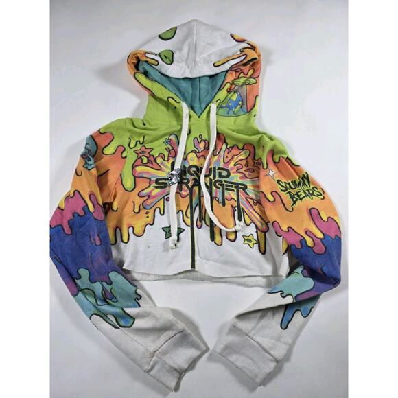 Scummy Bears - Liquid Stranger Cropped Hoodie Size Small Colorful Rave - Picture 1 of 5